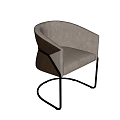 Elegant Modern Dining Chairs With Curved Back Upholstered Gray And Brown Seats And Metal Frame
