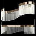 Modern Chandelier with Curved Gold Frame and Crystal Strands for Contemporary Spaces