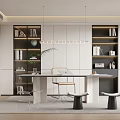Study desk and chair combination bookcase 3d model