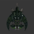 Futuristic Dual Barrel Weapon With Green Glowing Accents And Mechanical Structure Design