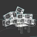 Old TVs Surrounding Wooden Chair In Electronic Appliance Display Setup