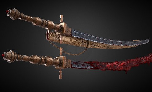 Gothic mixed samurai sword 3d model