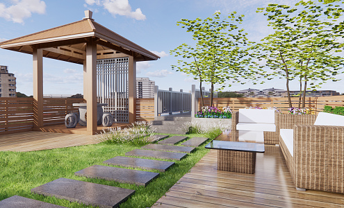 Roof Garden Modern Garden 3d model