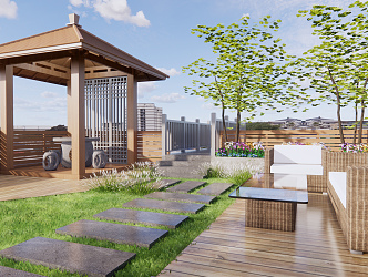 Roof Garden Modern Garden 3d model