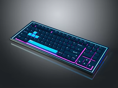 Modern Computer Keyboard With RGB Backlit Illuminated Keys And Sleek Design 3d model