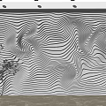 Modern Sofa Background Wall Featuring Black White Artistic Wavy Lines And Plant 3d model