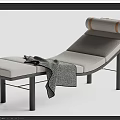 Modern Lounge Chair With Fabric Cushion Metal Frame And Accent Towel