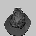 Realistic Brown Frog Statue On White Circular Base With Detailed Texture