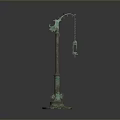 Ancient Bronze Artifact With Green Patina Bird Shaped Top Hanging Lantern And Circular Base