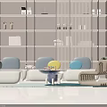 Modern Sofa Coffee Table Set With Light Blue Seats And Colorful Decor In Living Room
