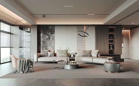 Living Room Sofa Coffee Table Combination Italian Sofa Combination Leather Sofa Angle Sofa Leisure Chair Stool 3d model