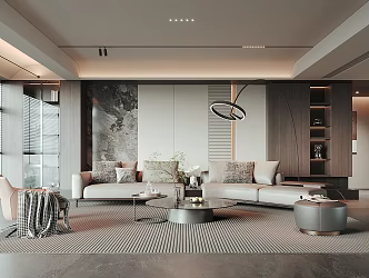 Living Room Sofa Coffee Table Combination Italian Sofa Combination Leather Sofa Angle Sofa Leisure Chair Stool 3d model