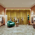Modern Public Office Space With Stylish Seating Green Sofa Bookshelves And Area Rug