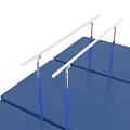 Gymnastics Training Sports Equipment With Blue Mats And White Parallel Bars