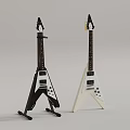 Black White Electric Guitars And Art Supplies With Paintbrushes On