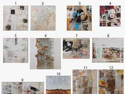Abstract Paintings With Diverse Styles Textured Surfaces And Colorful Patterns 3d model