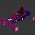 Purple Go Kart With Pink Frame Large Wheels And Brown Seat