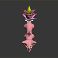 Game Movie Character Pink Fox Low Poly Design Colorful Tail Yellow Pink Purple