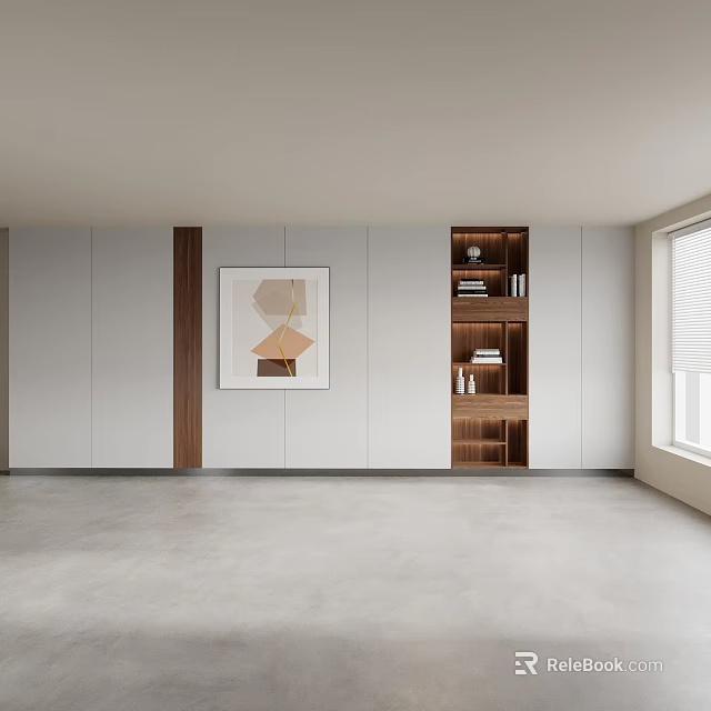 Modern Entryway Cabinet And Side Cabinet With White Wooden Design And Open Storage Shelves 3d model 