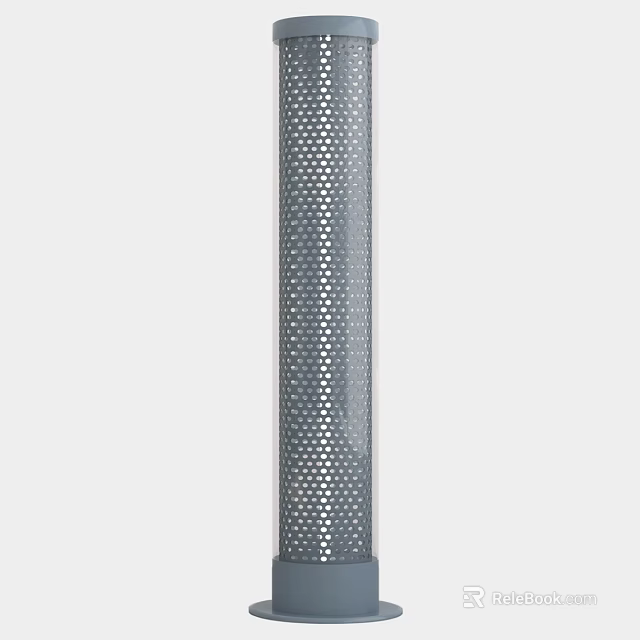 Modern Minimalist Cylindrical Floor Lamp With Perforated Metal Design For Home Decor 3d model 