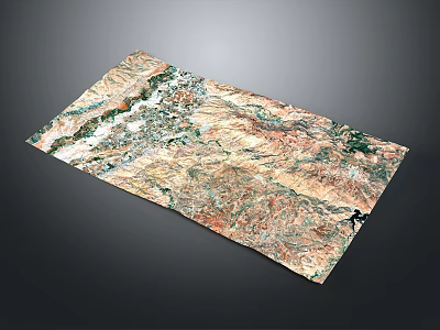 Detailed Aerial Terrain Map With Small Human Figure And Colorful Topography 3d model