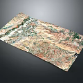 Detailed Aerial Terrain Map With Small Human Figure And Colorful Topography