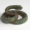 Coiled Snake Bronze Landscape Sculpture With Green Patina Finish Twisted Winding Design