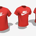Red Nike T shirts With White Swoosh Logo Three Pieces