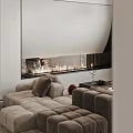 Cozy Modern Sectional Sofa With Fireplace And Decorative Pillows In Living Room