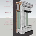 Modern node stone fireplace background wall process node 3d model