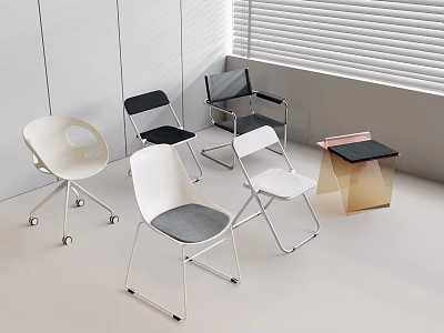 Modern Office Chairs With Minimalist Design White Black Metal Frames And Casters 3d model