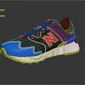 Stylish Black And Blue Sneakers With Red N Logo And Orange White Sole