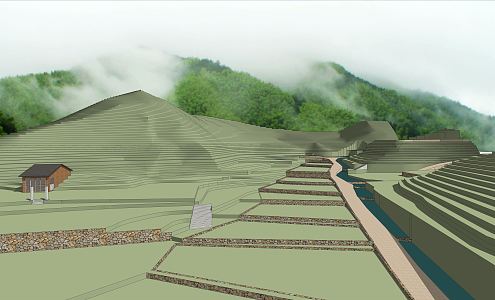 Modern Terrace Mountain Landscape Micro-topography 3d model