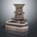 Classical Garden Ornament Stone Fountain With Curved Decor Square Base And Circular Ornament