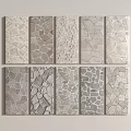 Various Textured Stone Wall Panels in Beige Gray Tones for Interior Design 3d model