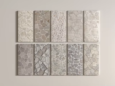 Various Textured Stone Wall Panels in Beige Gray Tones for Interior Design 3d model