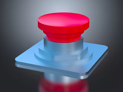 Sleek Modern Switch Panel With Red Button And Metallic Blue Base Surface Design 3d model