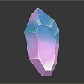 Colorful Transparent Faceted Crystal Sculpture With Pink Blue Cyan Hues And Reflection On Dark Background
