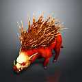 Red Spiked Mane Boar Decorative Ornament With 3D Design And Shiny Surface