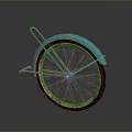 Turquoise Bicycle Wheel Accessory with Black Rim and Metal Stand for Daily Use