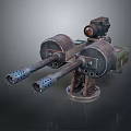 Vintage Double Barrel Weapon With Scope Metal Base And Heat Dissipation Holes
