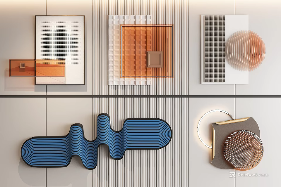 Modern Wall Decor Hangings With Various Shapes And Textures 3d model
