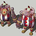 Game Movie Character Design Of Mechanical Clown Dolls With Colorful Costumes And Decorations