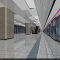 Modern Metro Station Platform With Passengers Glass Doors Columns And Bright Lighting