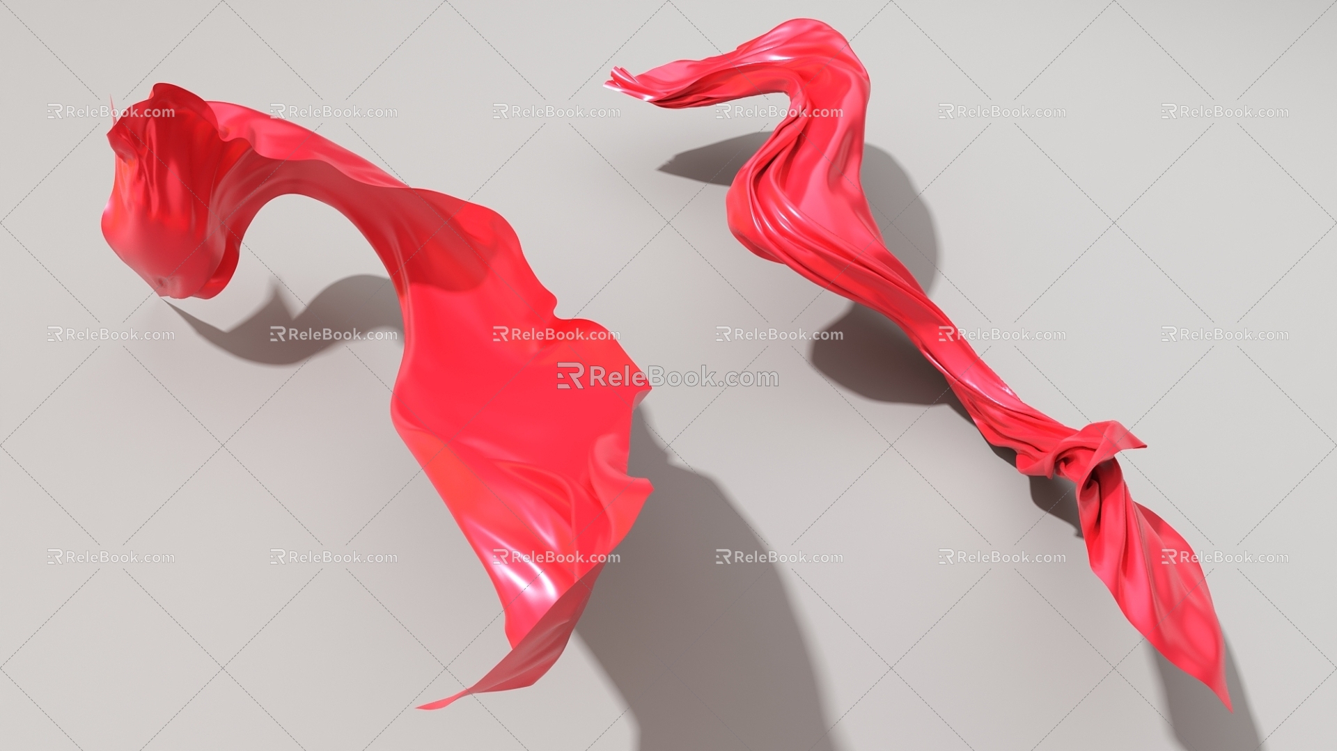 fluttering cloth ribbon red cloth 3d model