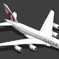 Qatar Airlines Passenger Airplane With White Body Four Engines And Red Tail Design