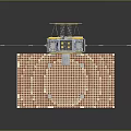 Satellite Equipment With Yellow Main Body And Black Solar Panels On Red Platform