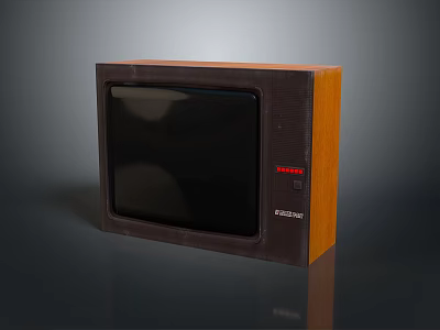 Vintage Retro Computer Monitor With Wooden Frame And Black Screen Design 3d model