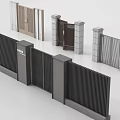 Various Modern Gate Designs Featuring Metal Slats Stone Pillars And Paneled Structures 3d model