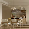 Minimalist Living and Dining Room Interior With Beige Sofa Coffee Tables Wall Art And Chandelier